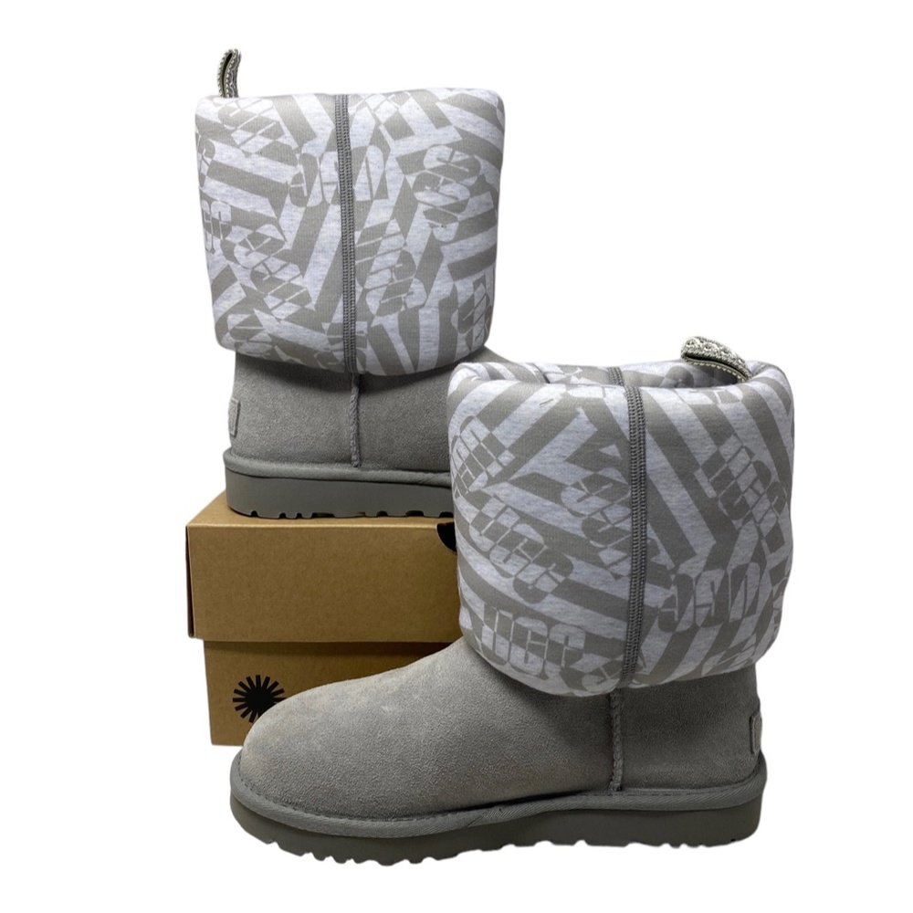 UGG Classic Short Jersey Stripe Gray Suede Boots Winter Women's Size 1138431 SEL - Picture 4 of 11